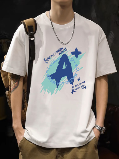 2025 New Korean Style Men's T-Shirt – 200G Premium Cotton Short Sleeve (White)