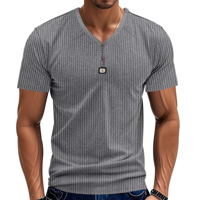 Jacquard Ribbed Henley Shirt – Luxury Breathable Men’s Top