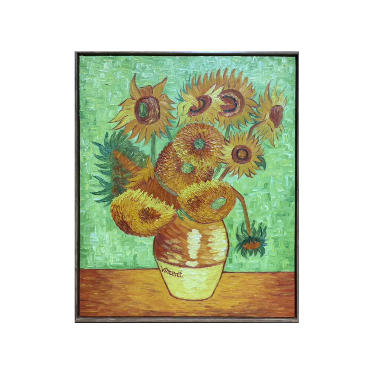 [Reproduction] Vincent Van Gogh – Sunflowers (Turquoise Background)