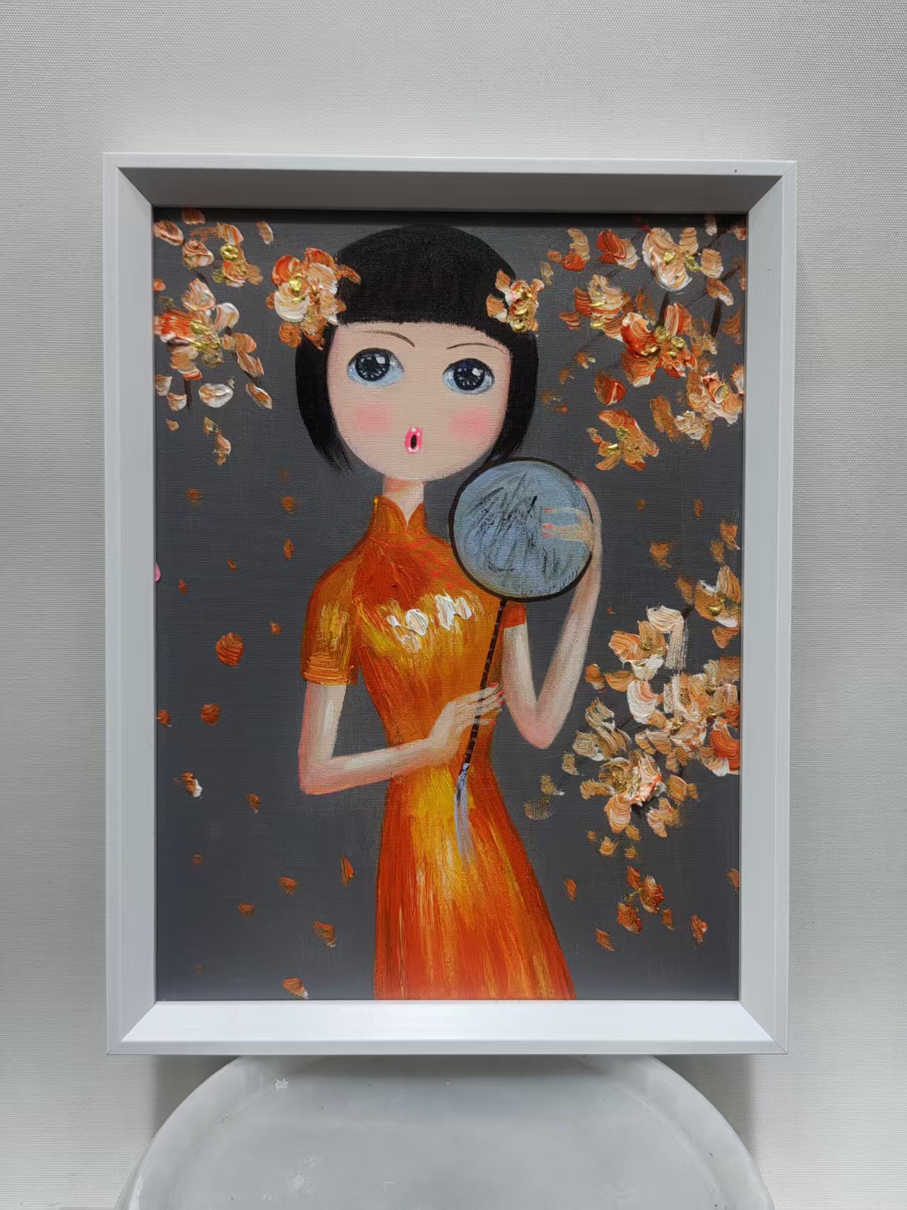 Qipao Muse with Moon Fan