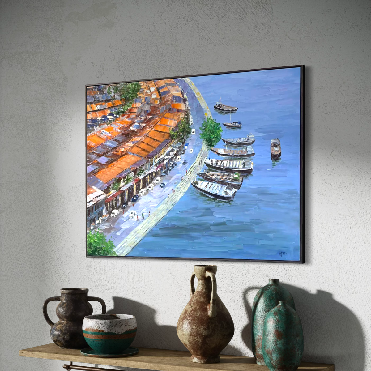 Streets of Singapore: Boat Quay - 80x60cm