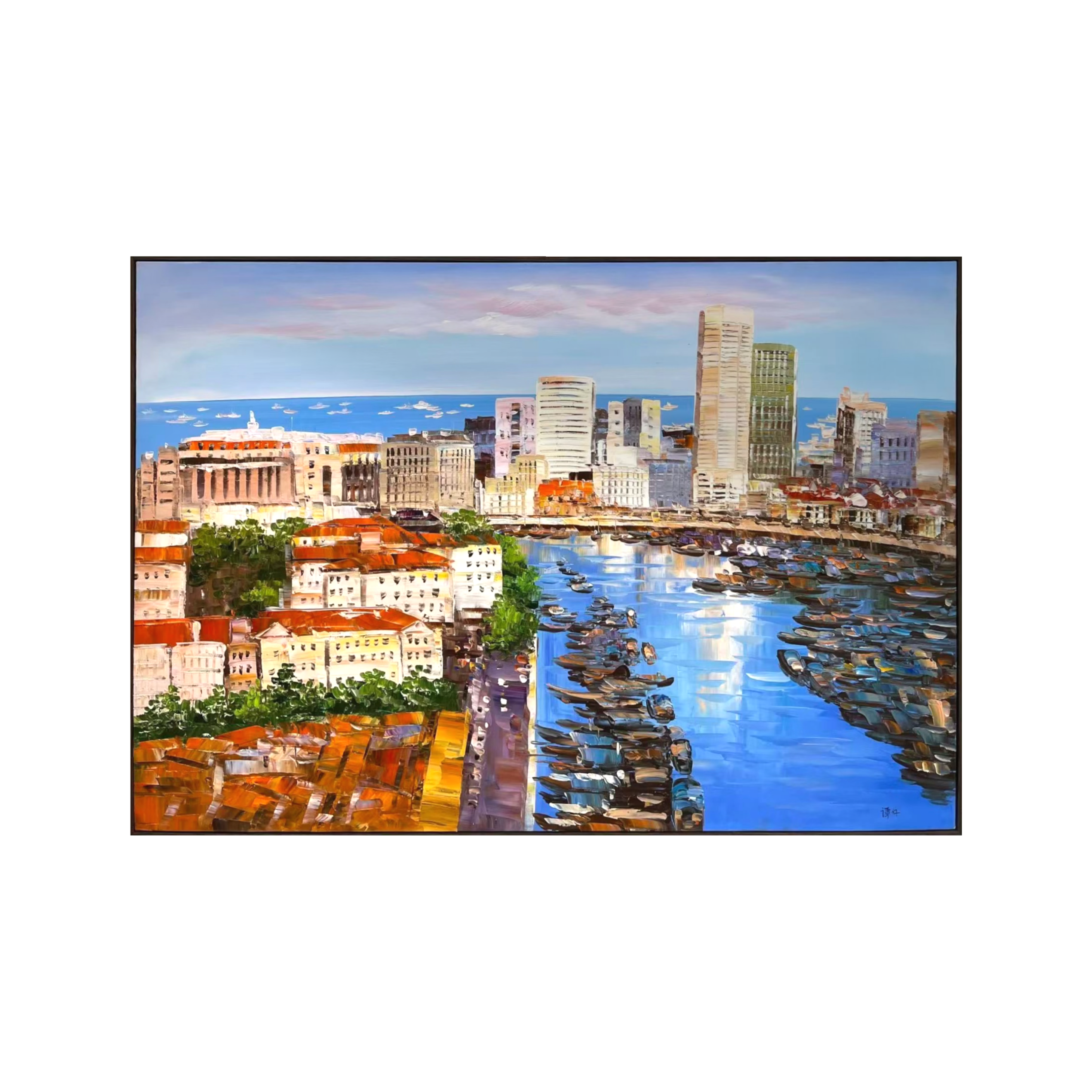 Streets of Singapore: Boat Quay Moorings - 120x90cm