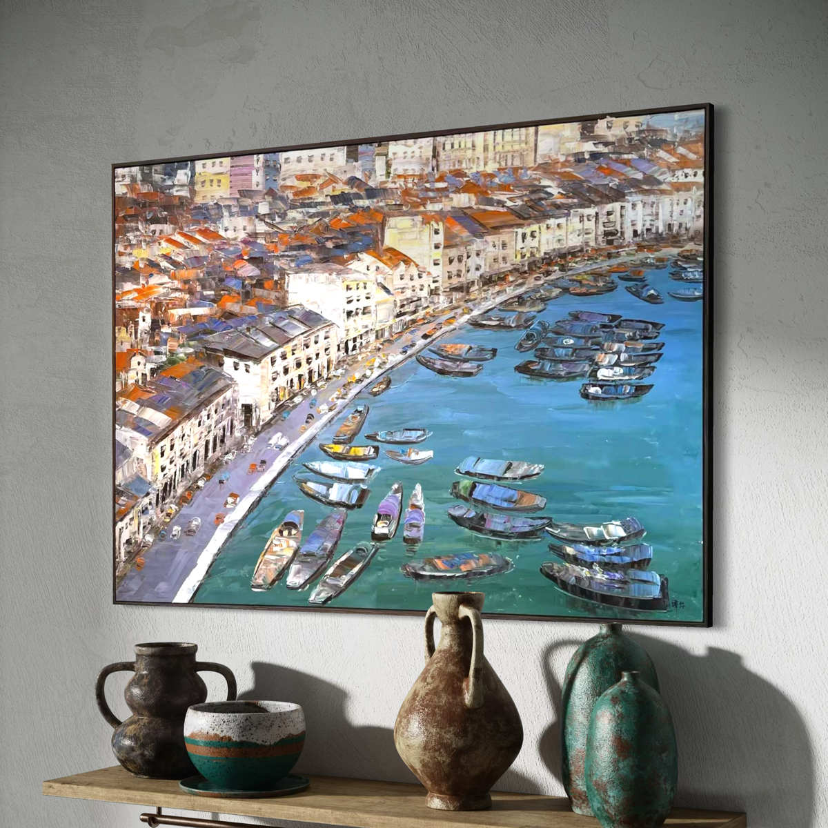 Streets of Singapore: Boat Quay Ride - 120x90cm