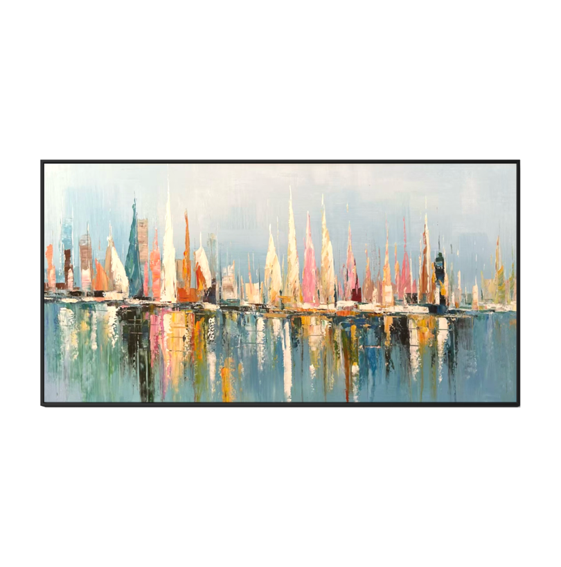 Colorful Harbor Sailboats