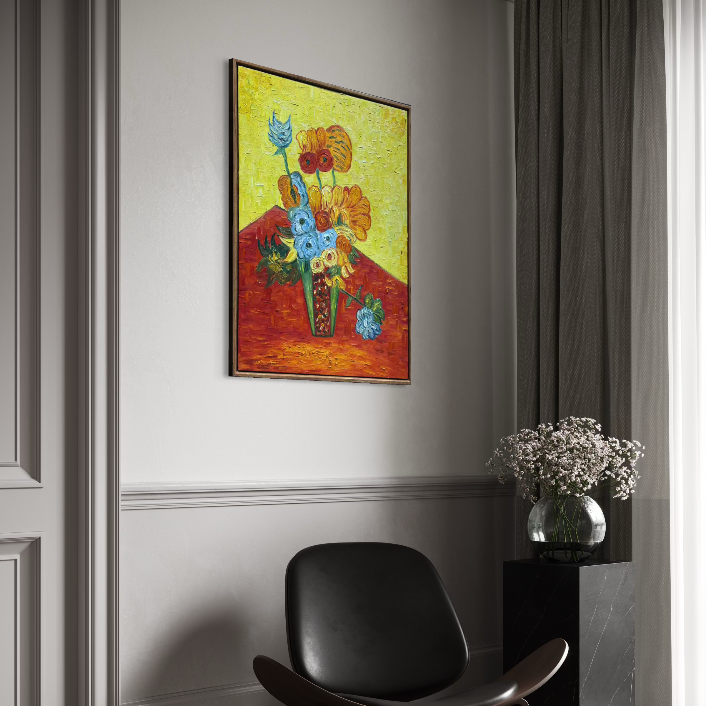 Fiery Bouquet on Crimson Table