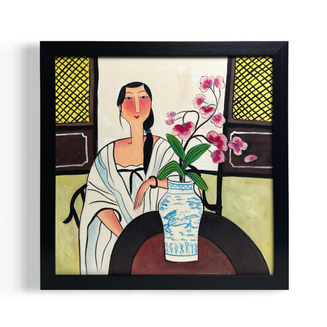 Tales of the Orient-Lady with Orchids