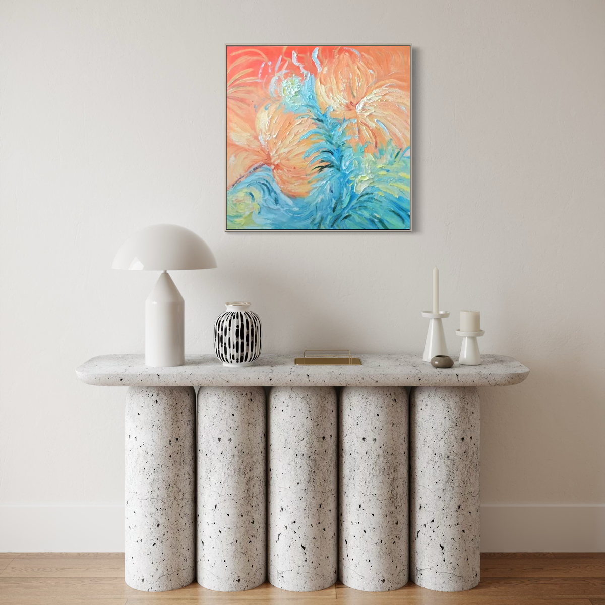 Orange Teal Floral Dance