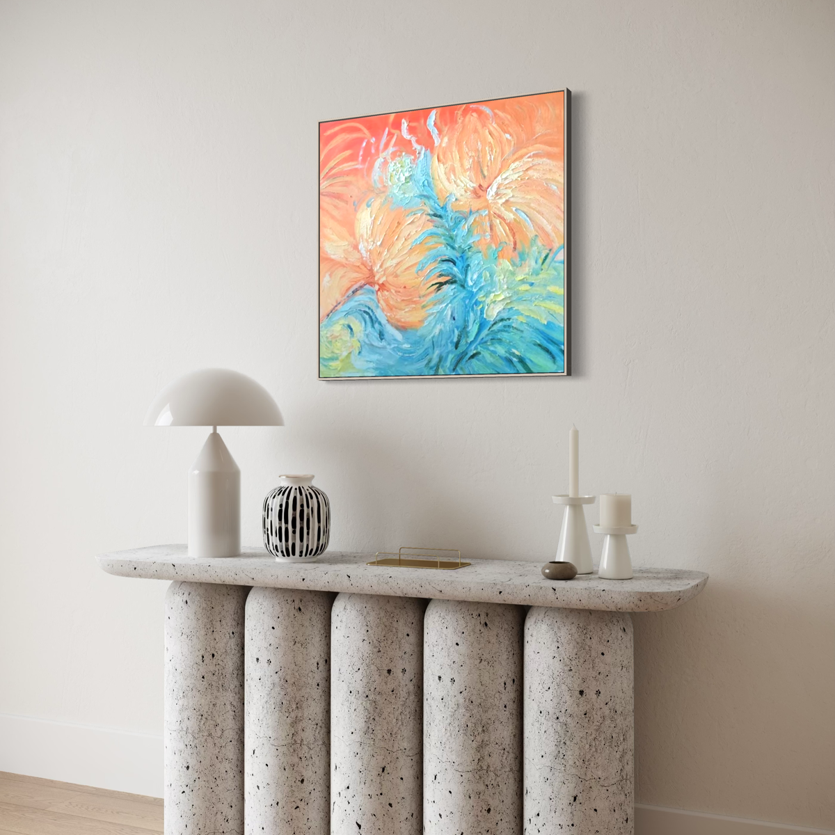 Orange Teal Floral Dance