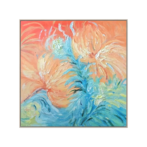 Orange Teal Floral Dance