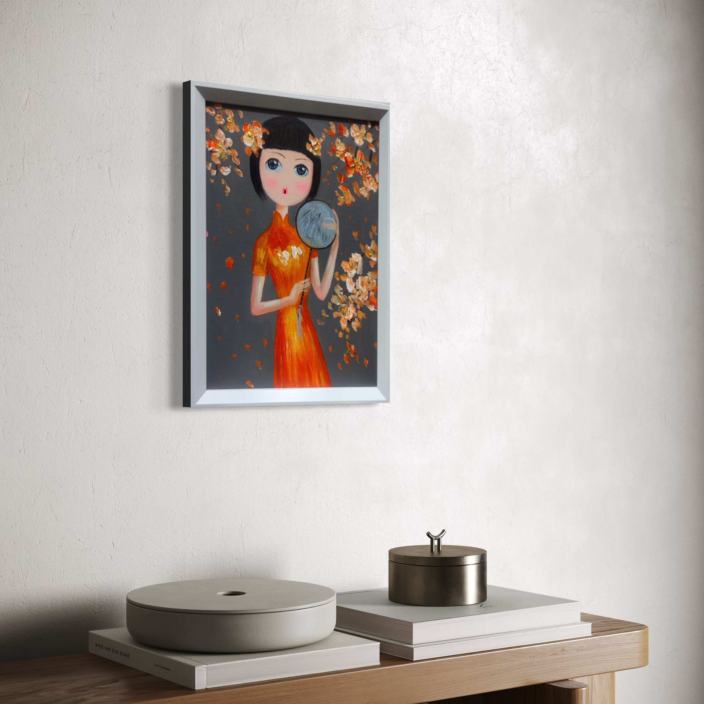 Qipao Muse with Moon Fan