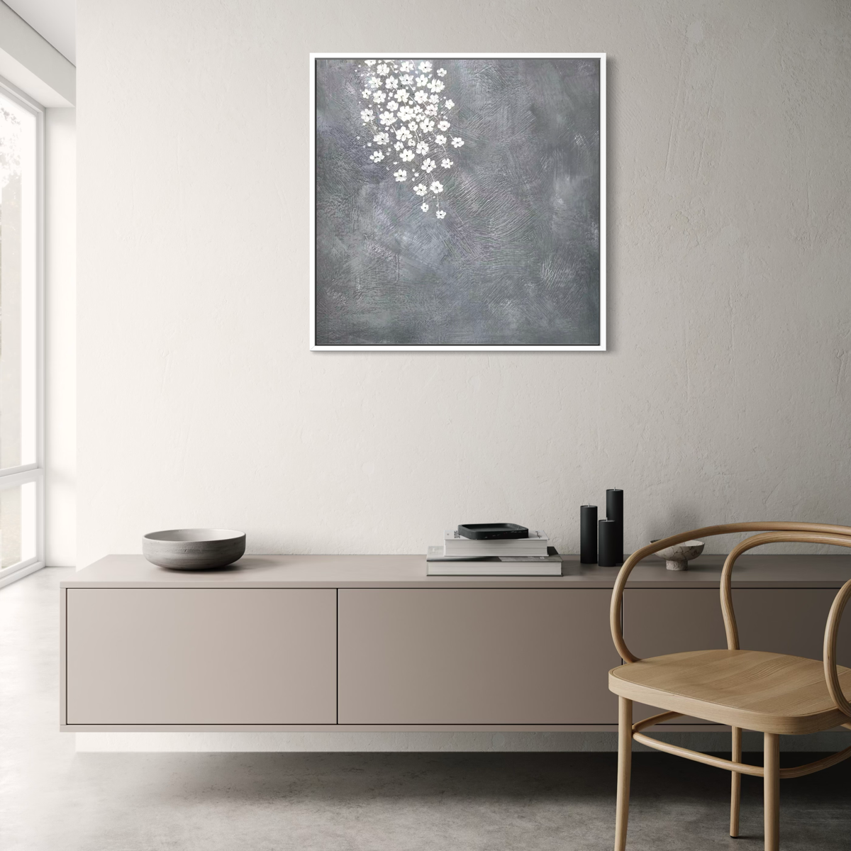 Silver Petals - 70x70cm