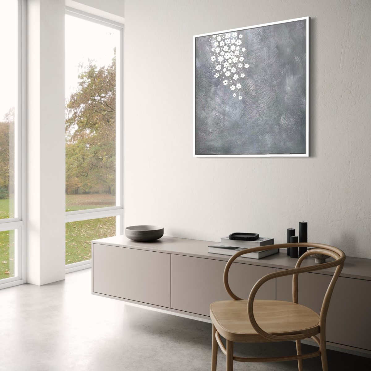 Silver Petals - 70x70cm