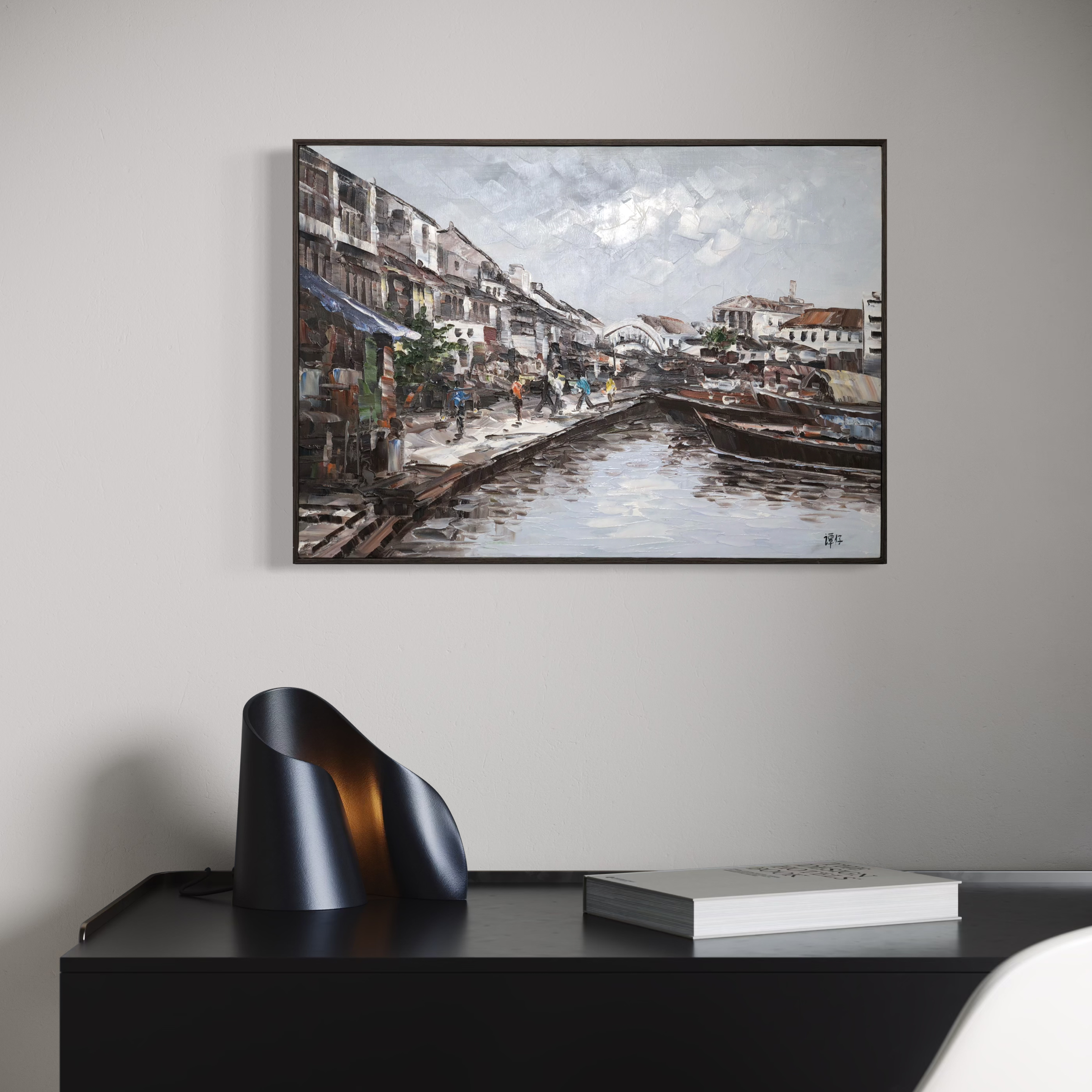 Streets of Singapore: Singapore River - 70x50cm