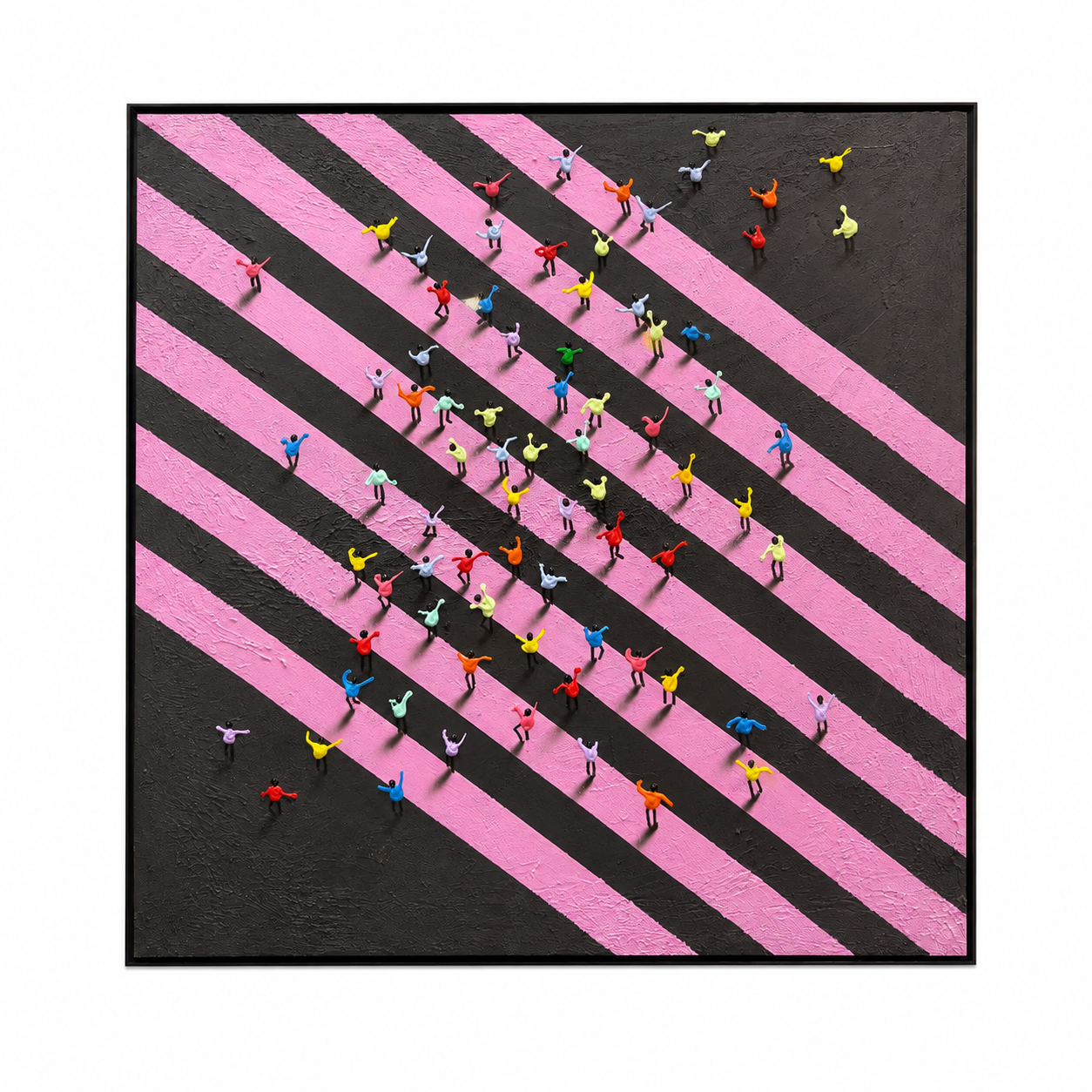 Tiny People: Black-PInk Diagonal Diamond Crowd