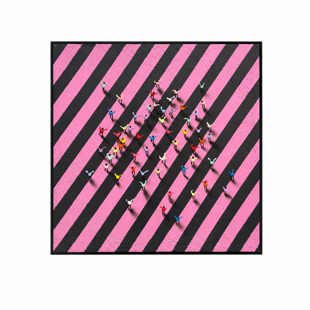 Tiny People: Black-Pink Diagonal Swarm