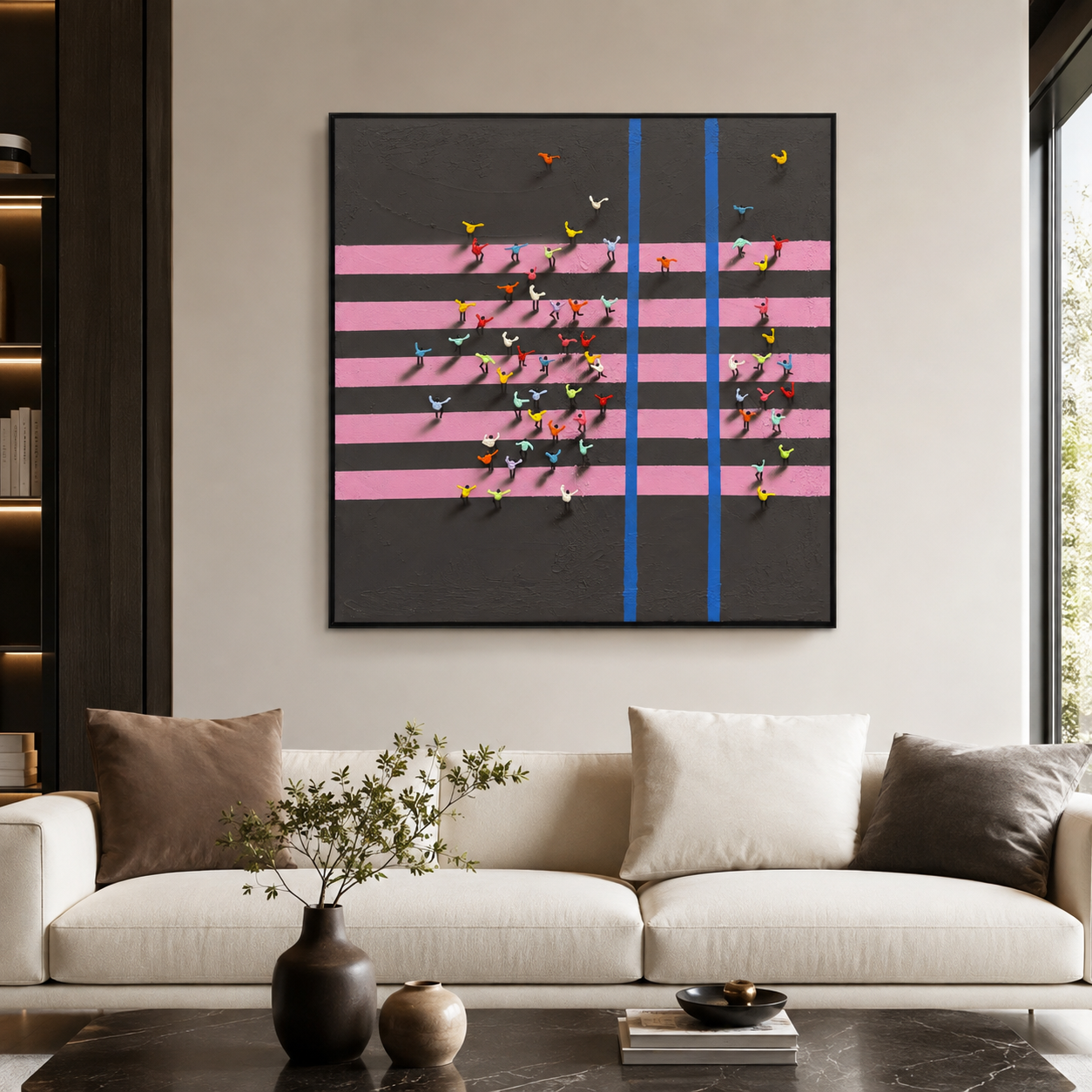 Tiny People: Black-Pink Line Crossing