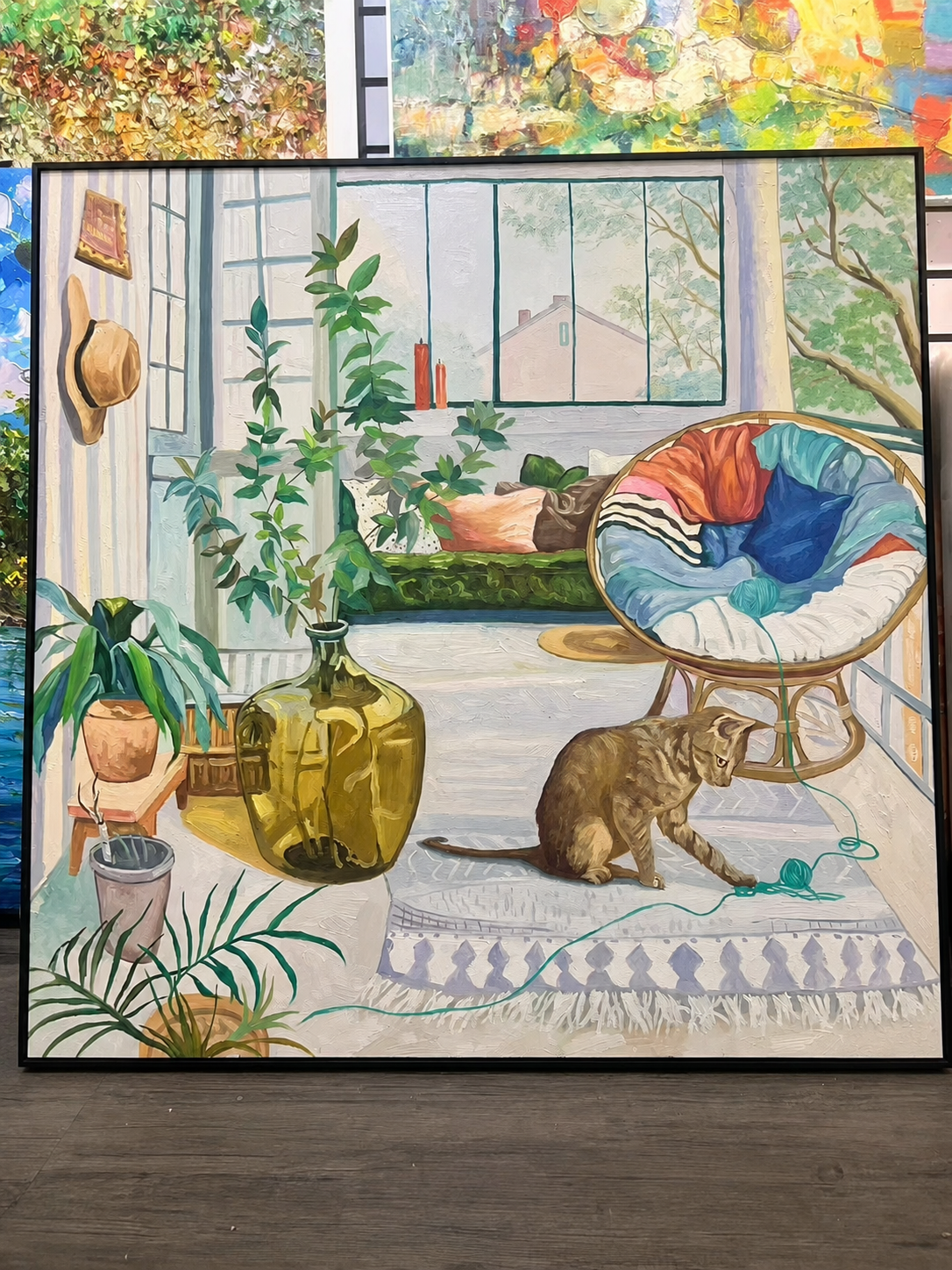 Sunlit Cat and Plants