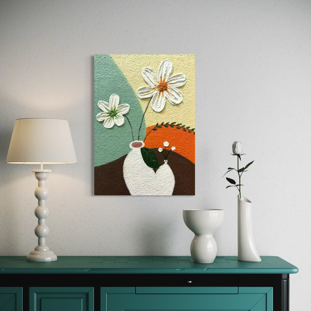 White Daisy Vase
