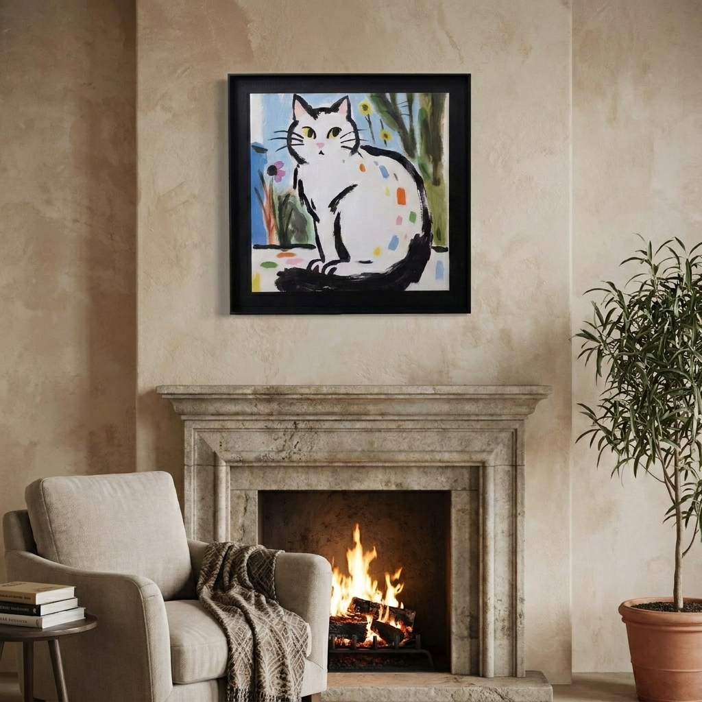 White Kitten in a Colorful World