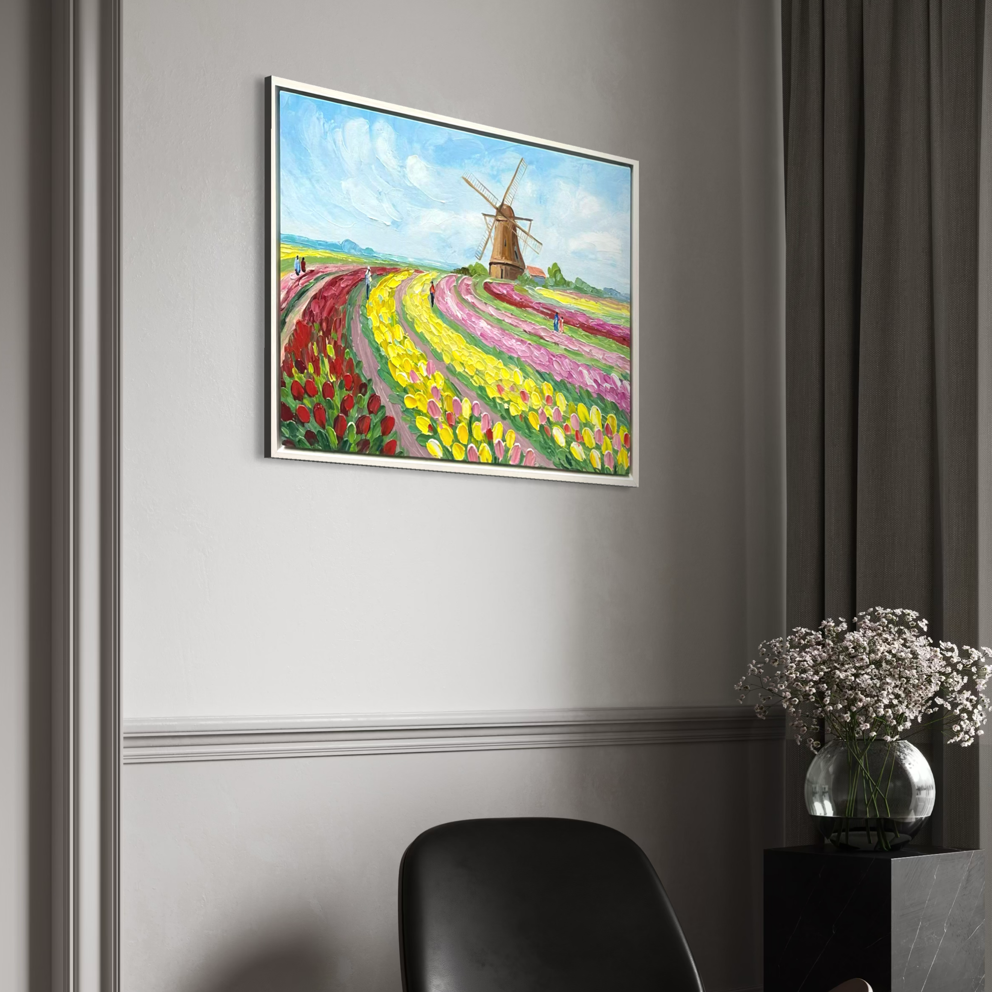 Windmill Among the Tulip Rows