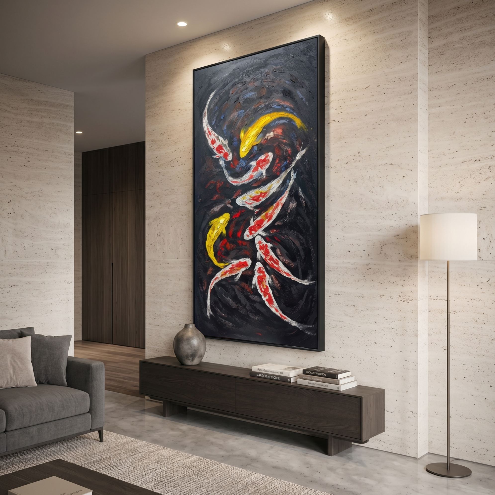 Midnight Koi Ascension - 70x140cm