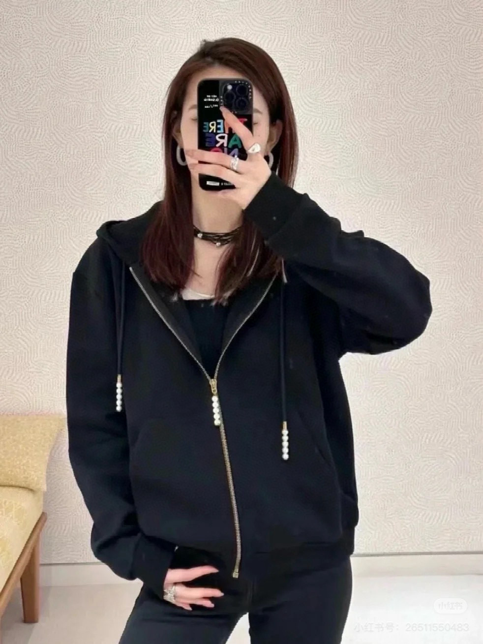 LV / 路易 珍珠吊坠连帽外套（男女同款）