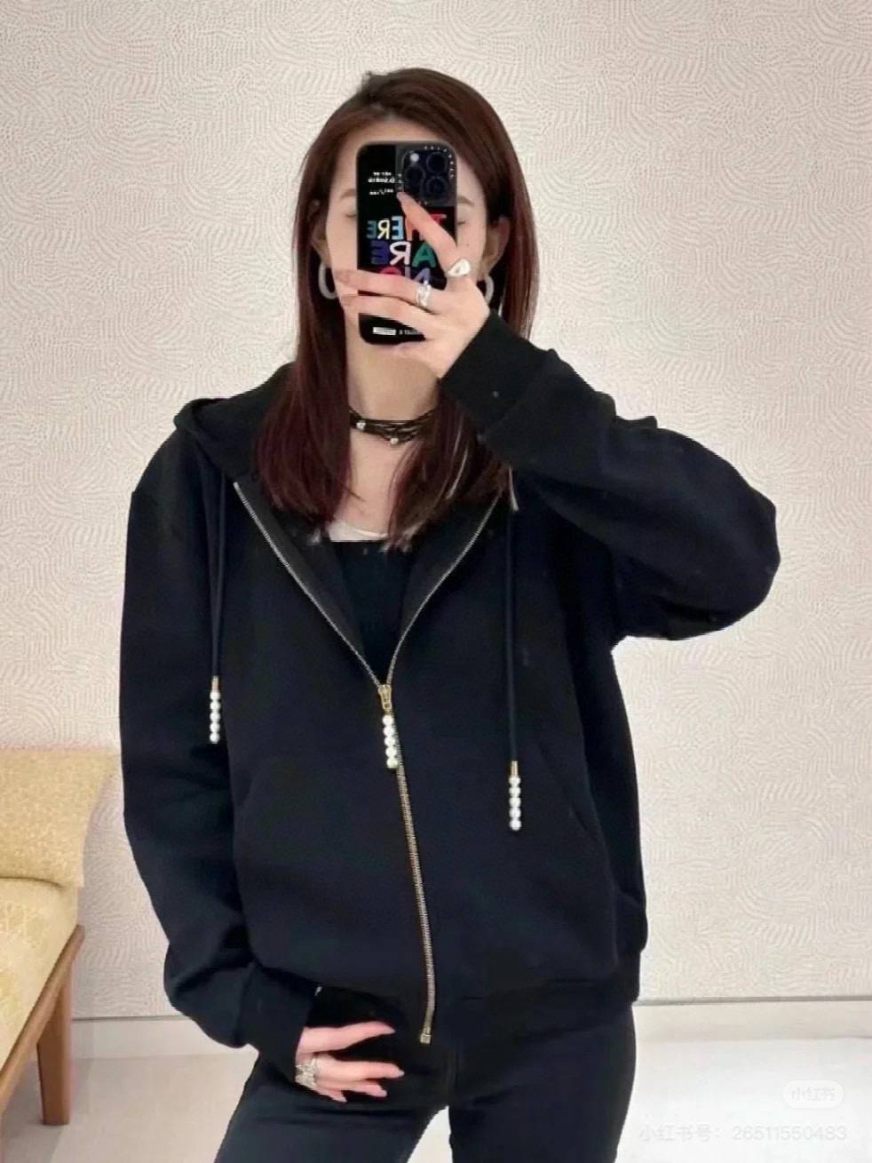 LV / 路易 珍珠吊坠连帽外套（男女同款）