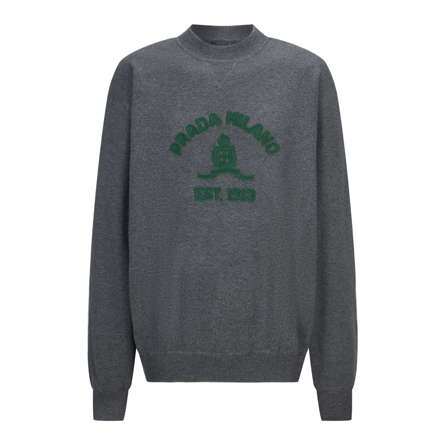 Prada毛巾刺繡針織毛衣灰