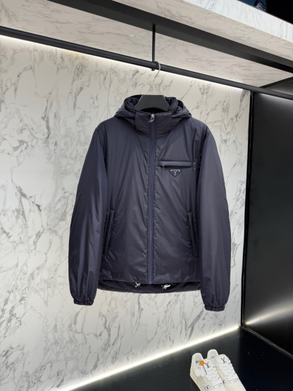 prada普拉達新款提花尼龍羽絨服金屬小標羽絨服