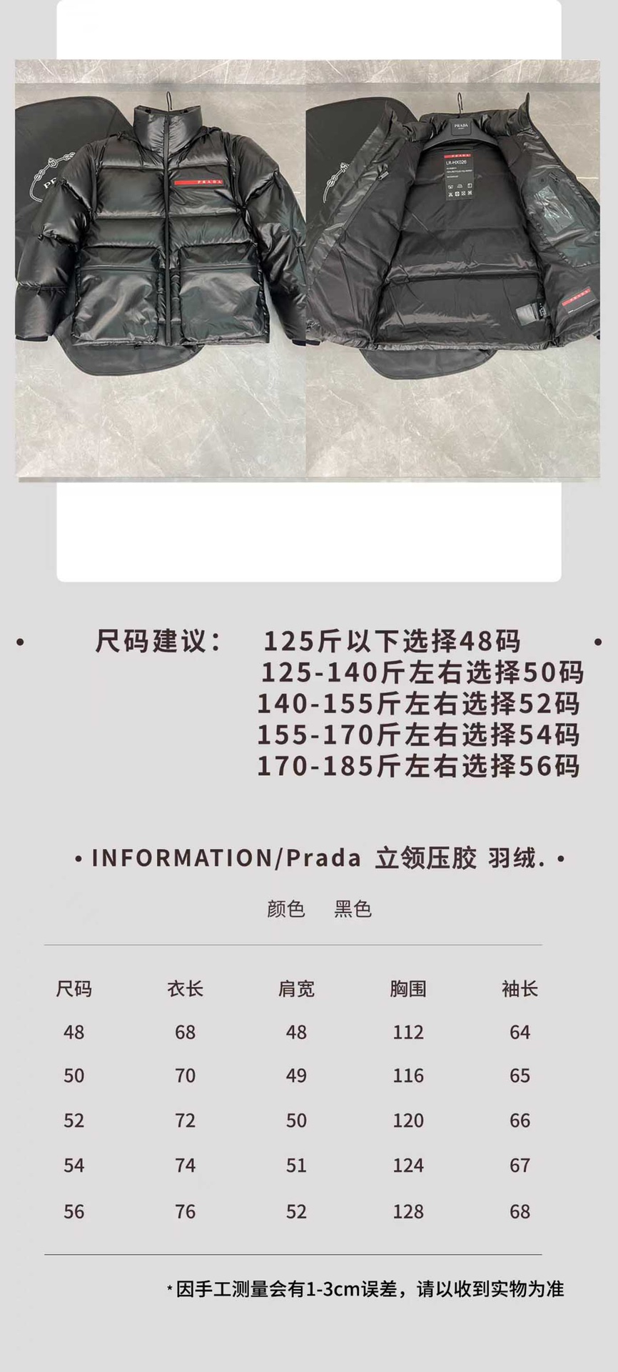 PRADA 普拉達黑科技壓膠羽絨外套