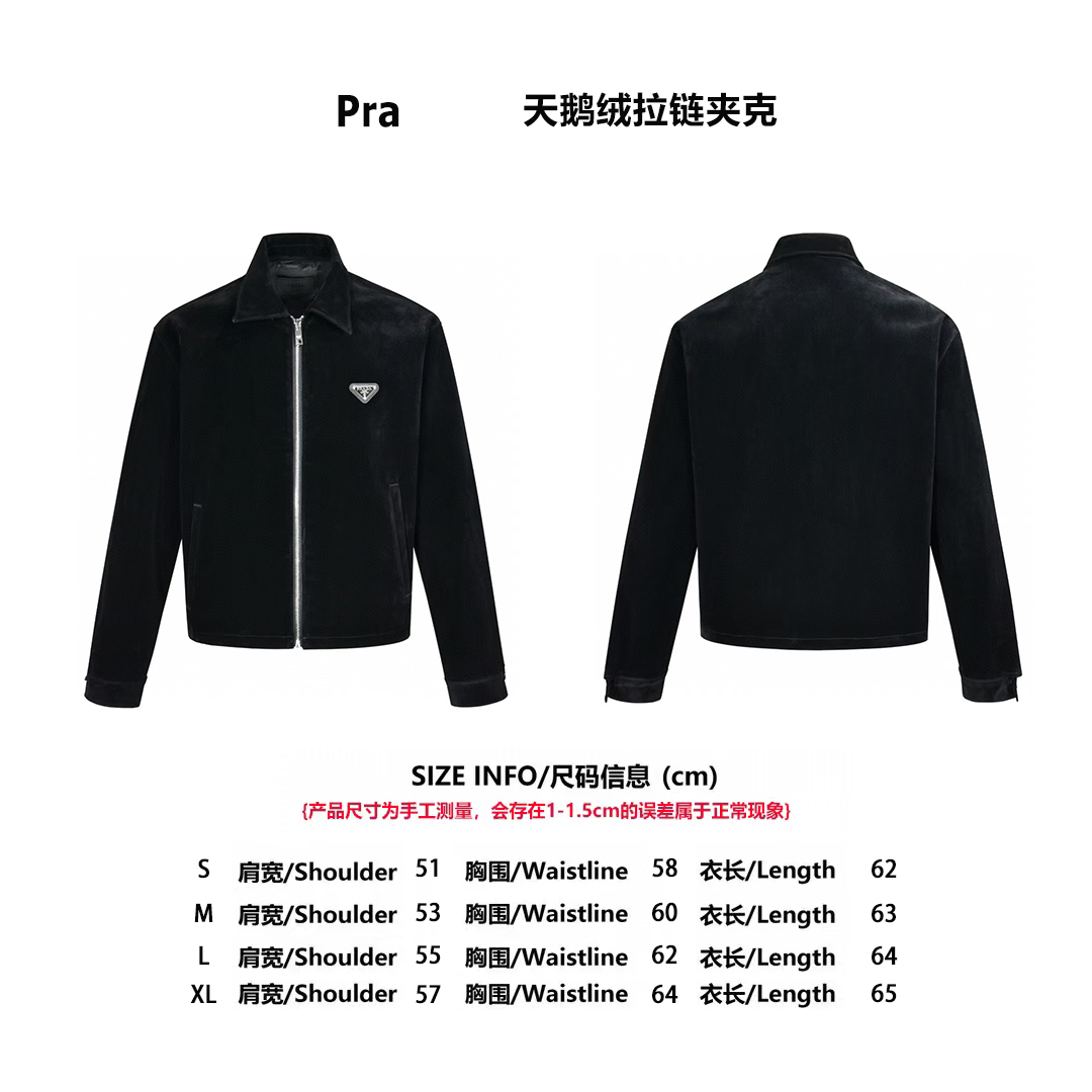Prada24FW天鵝絨三角標外套