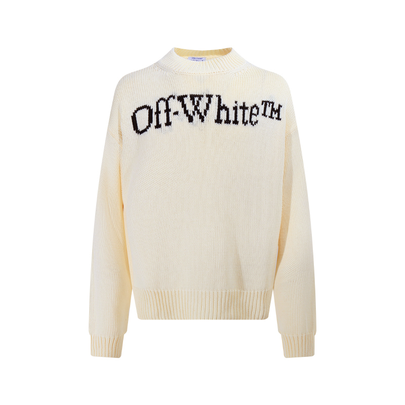OFF-WHITE OW 字母圖案圓領套頭針織毛衣