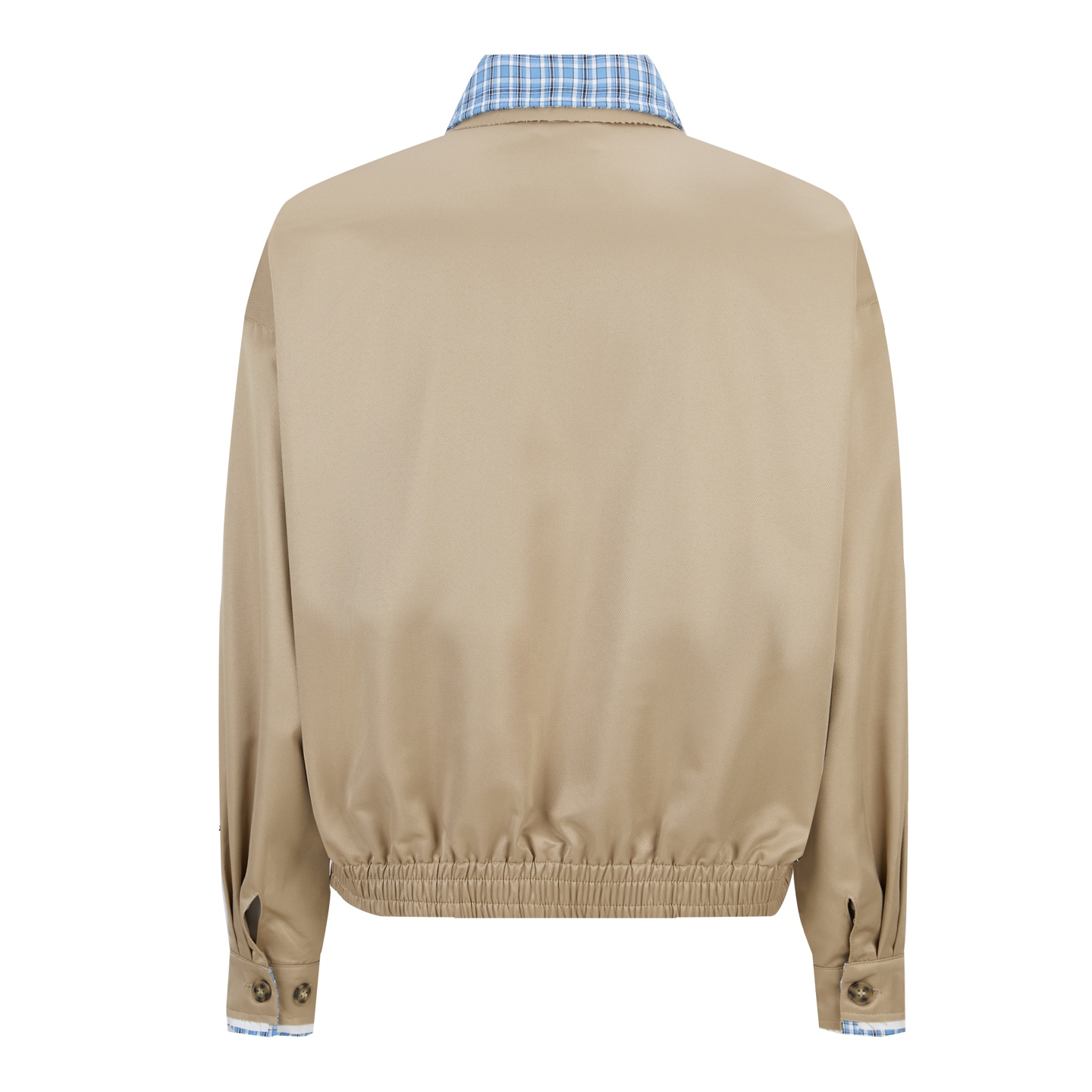 MiuMiu 格紋拼接刺繡拉鍊夾克