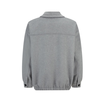 MiuMiu 刺繡標識翻領羊絨拉鍊外套