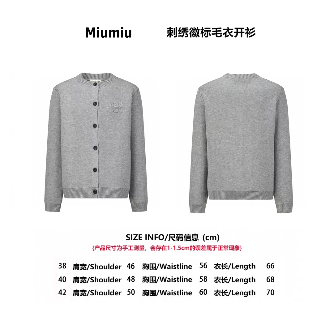 Miumiu 23FW 刺繡徽標毛線開衫