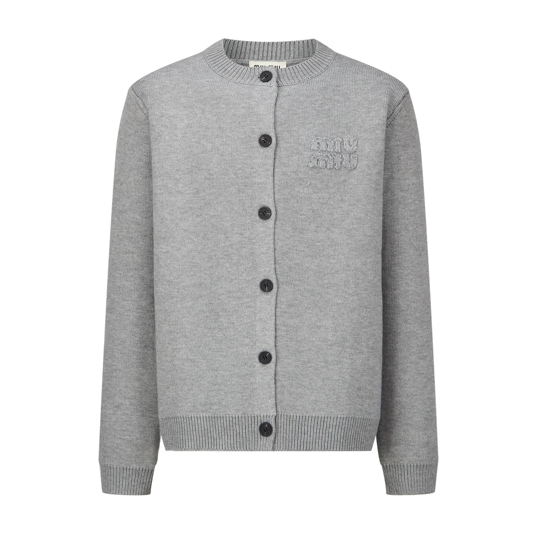 Miumiu 23FW 刺繡徽標毛線開衫