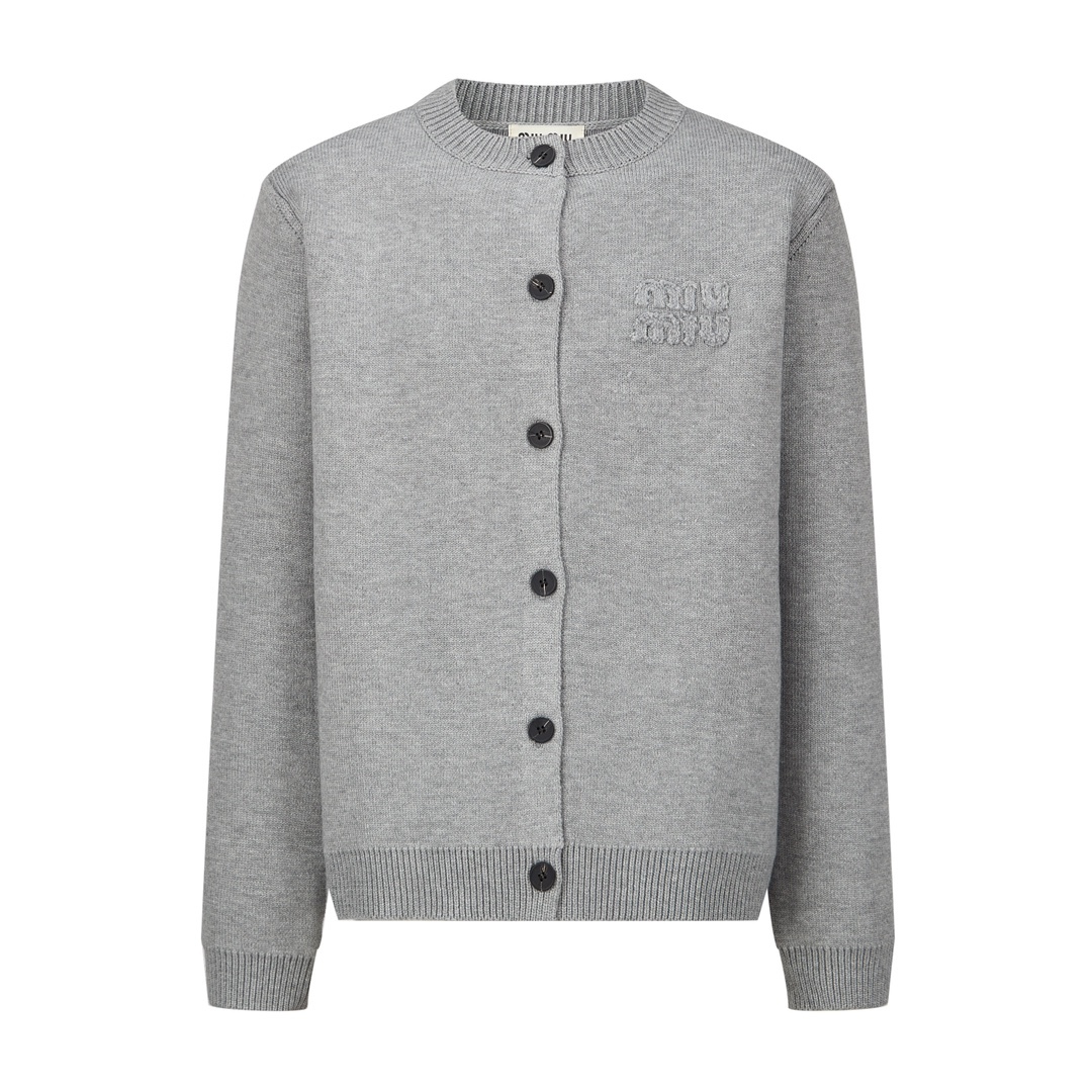 Miumiu 23FW 刺繡徽標毛線開衫