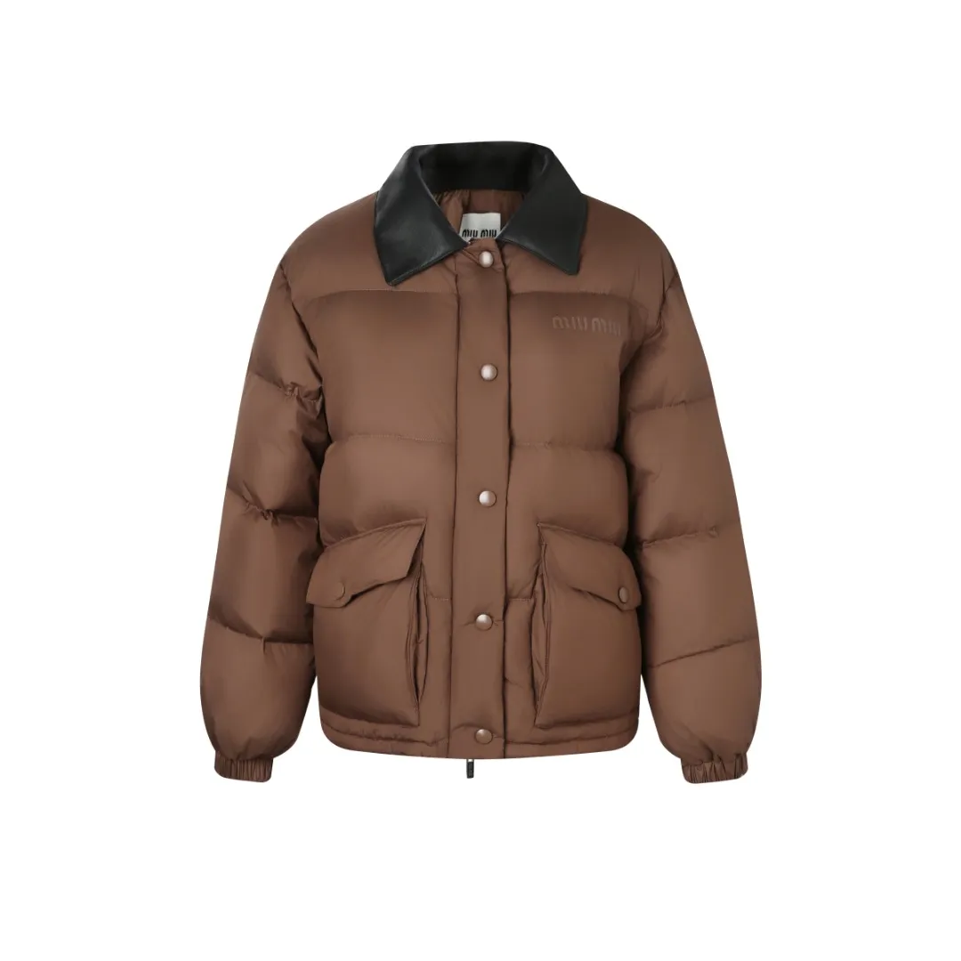 Miu Miu 印花皮領羽絨服
