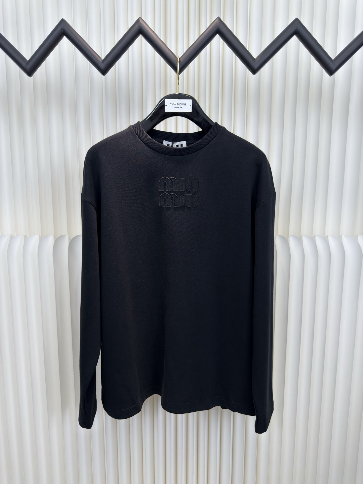 MiuMiu 刺繡燒花徽標長袖上衣