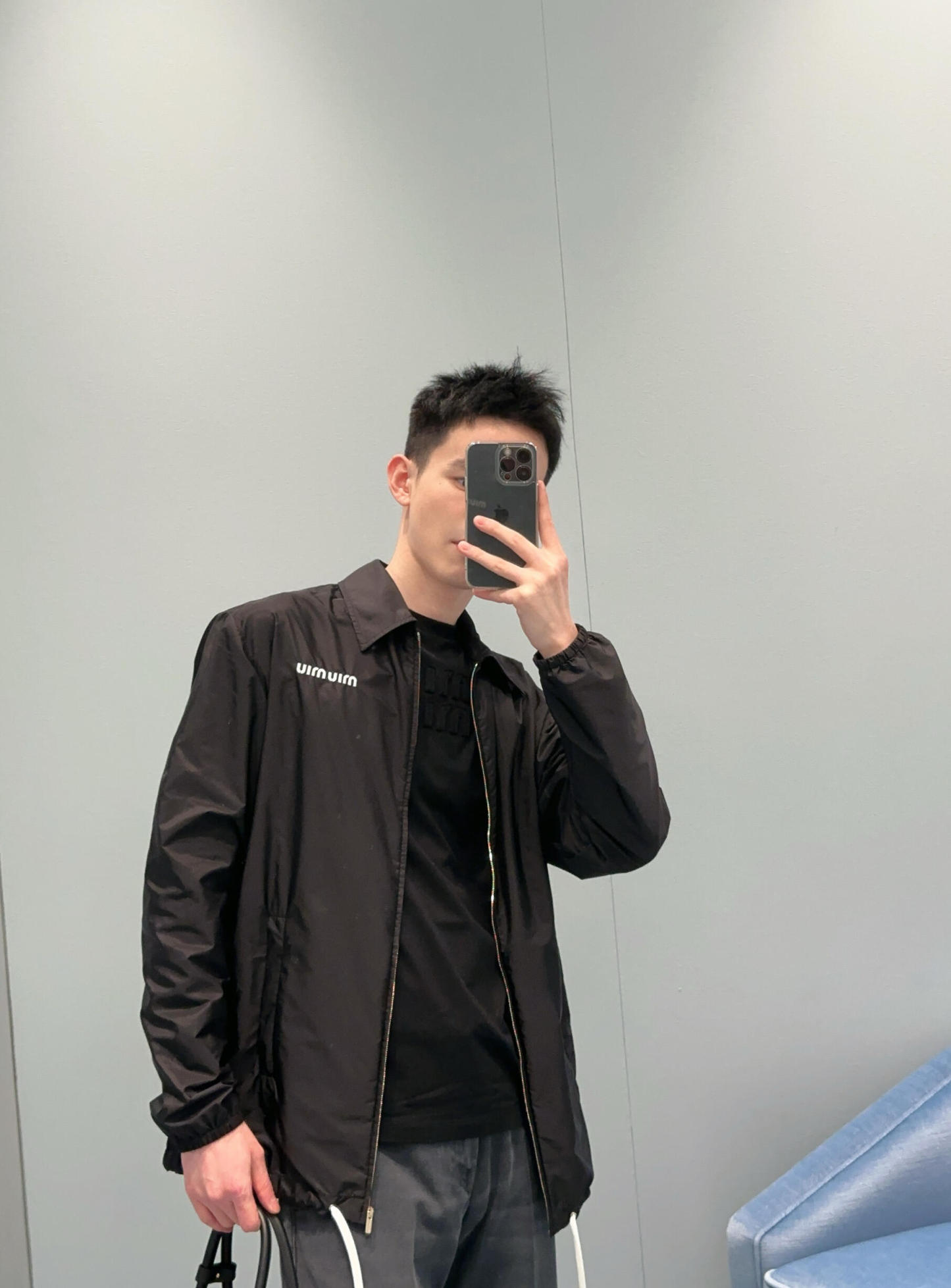 MiuMiu 小 logo 刺繡尼龍夾克