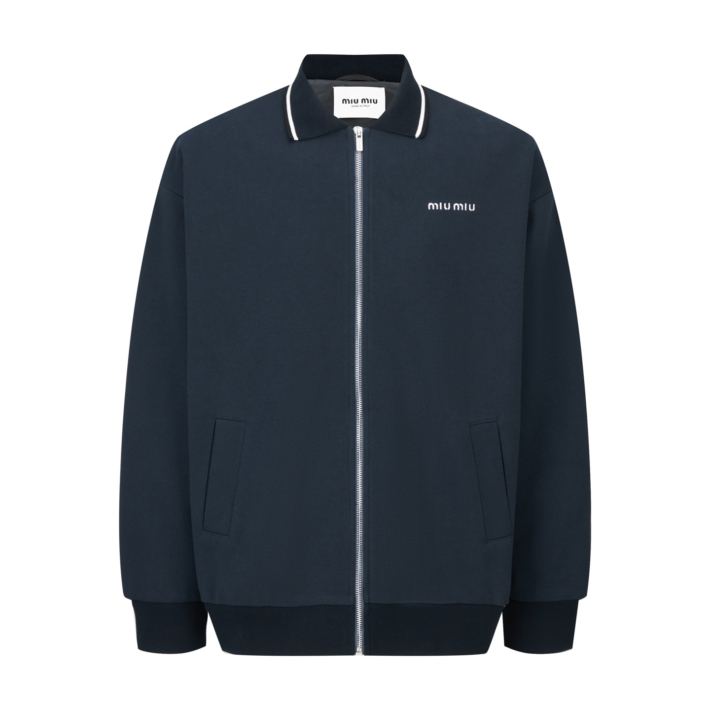 MiuMiu 複合珠地翻領拉鍊外套