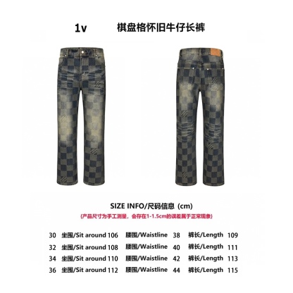 LV 24FW 棋盤格懷舊牛仔長褲