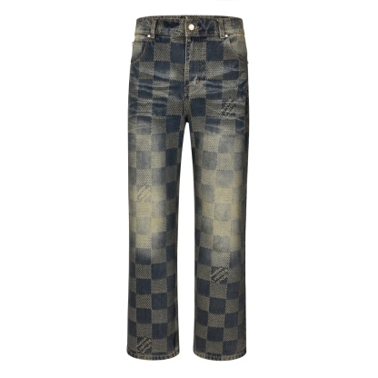 LV 24FW 棋盤格懷舊牛仔長褲