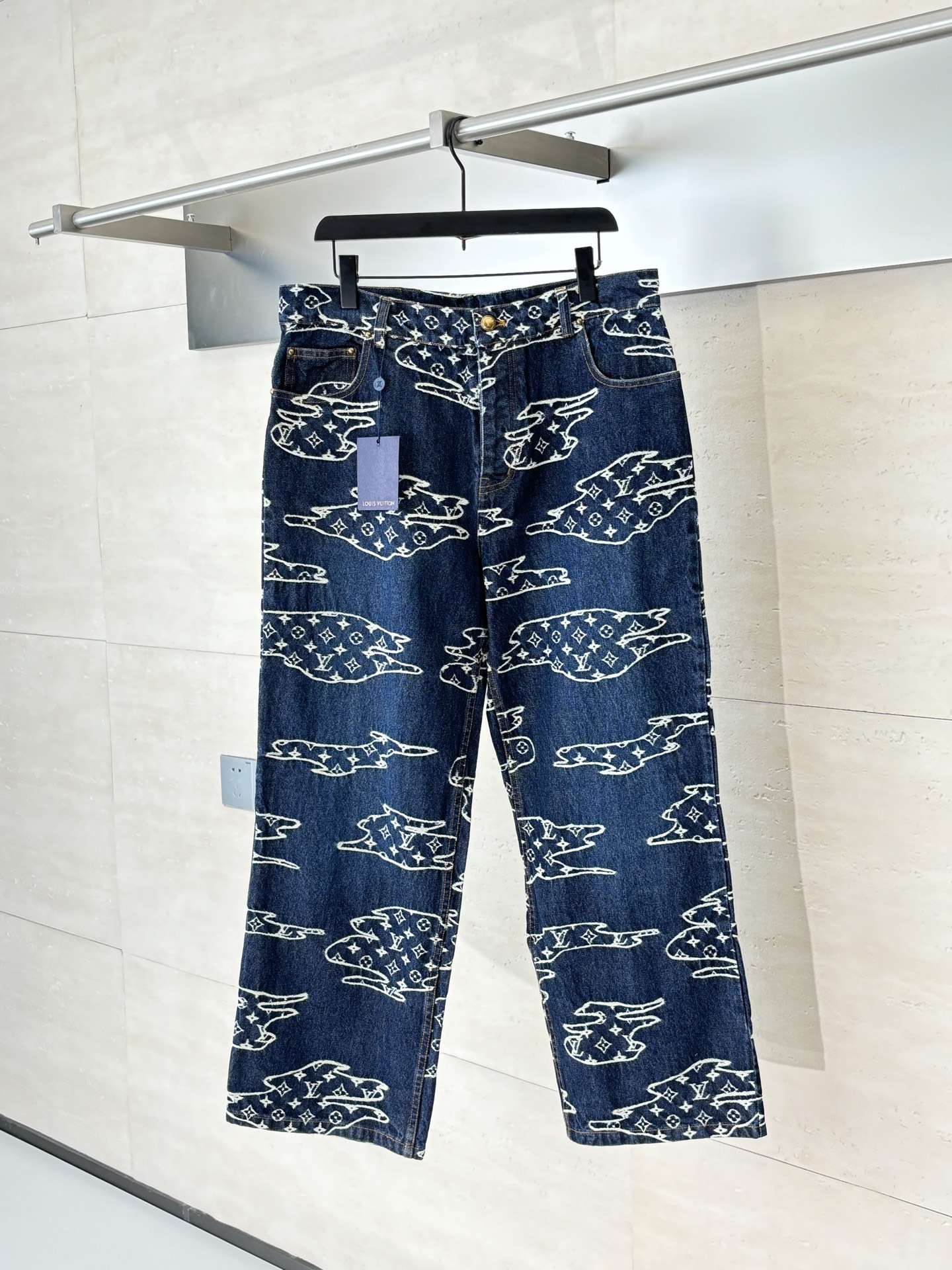 LV / 路易 SS25 雲朵提花牛仔套裝長褲