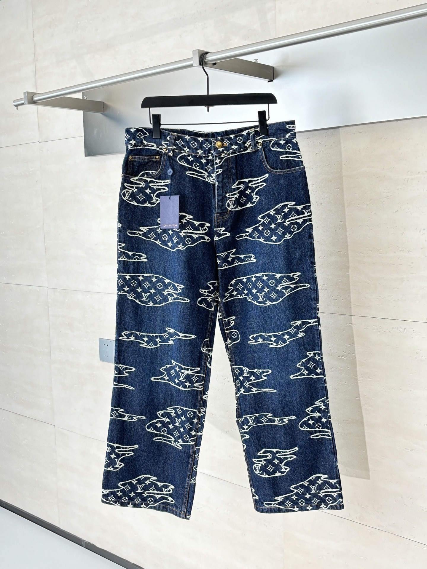 LV / 路易 SS25 雲朵提花牛仔套裝長褲