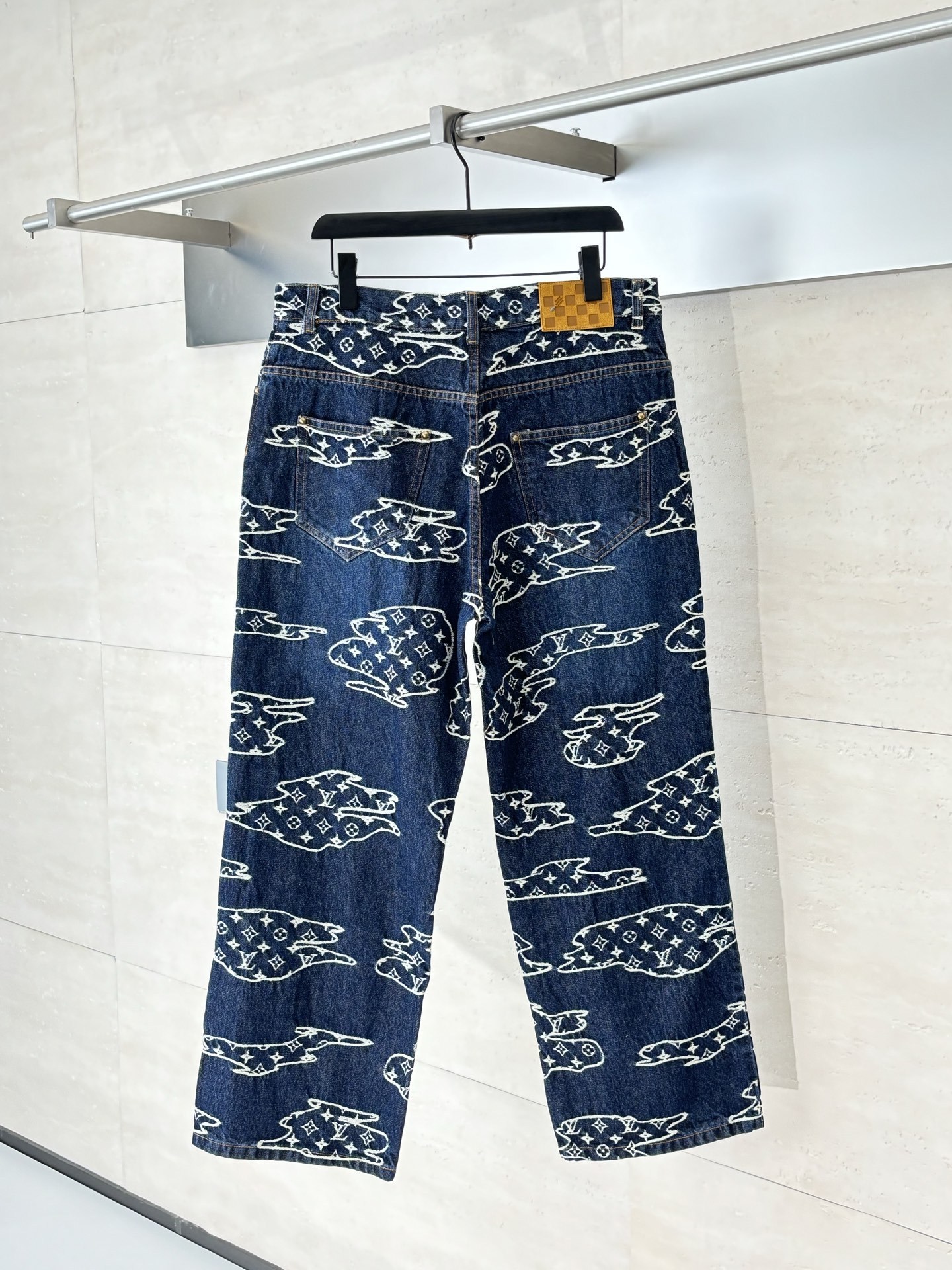 LV / 路易 SS25 雲朵提花牛仔套裝長褲