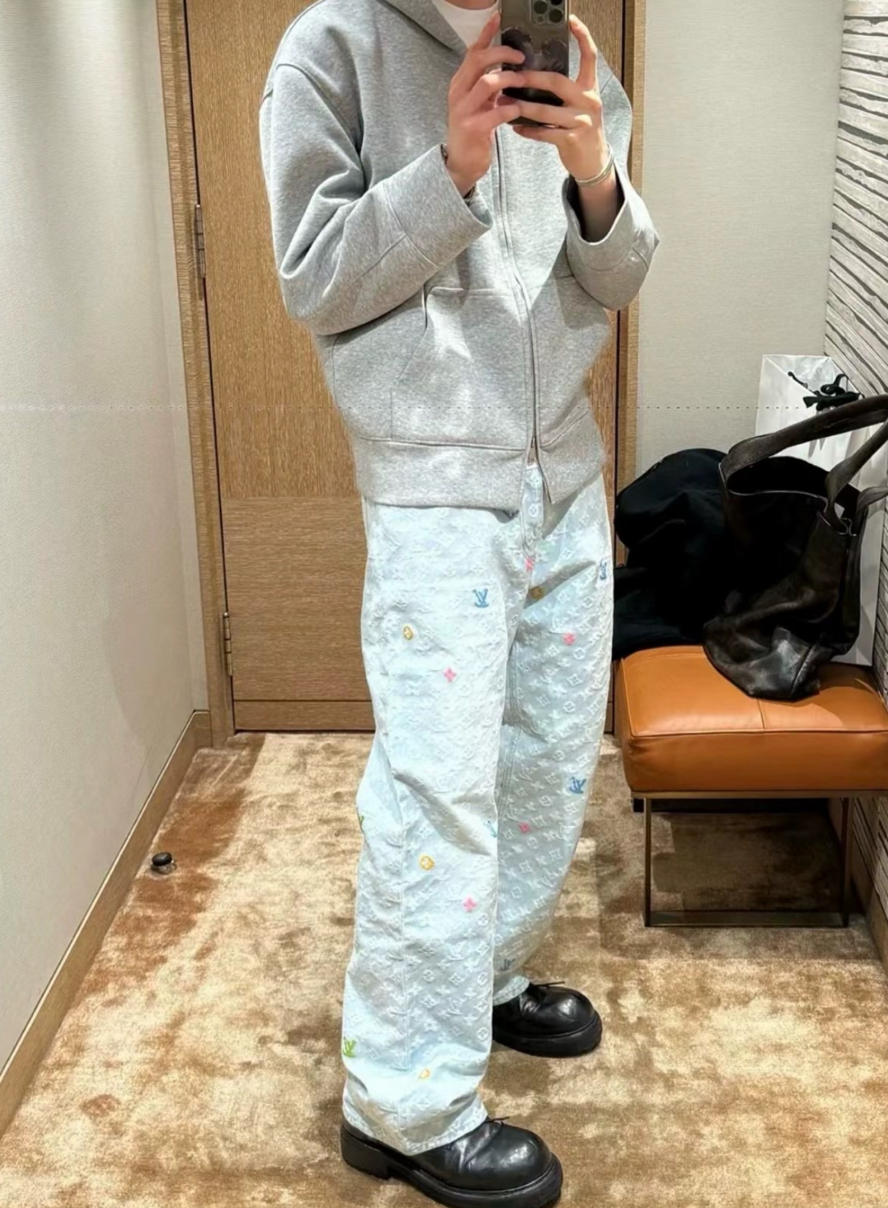 LOUIS VUITTON 糖果刺繡提花牛仔褲