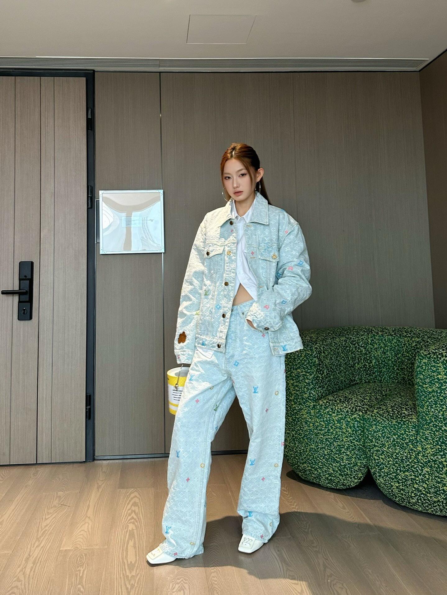 LOUIS VUITTON 糖果刺繡提花牛仔褲