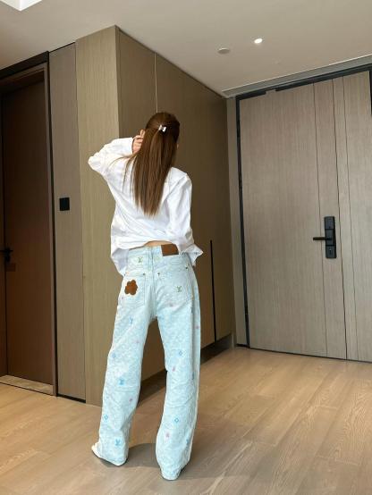 LOUIS VUITTON 糖果刺繡提花牛仔褲