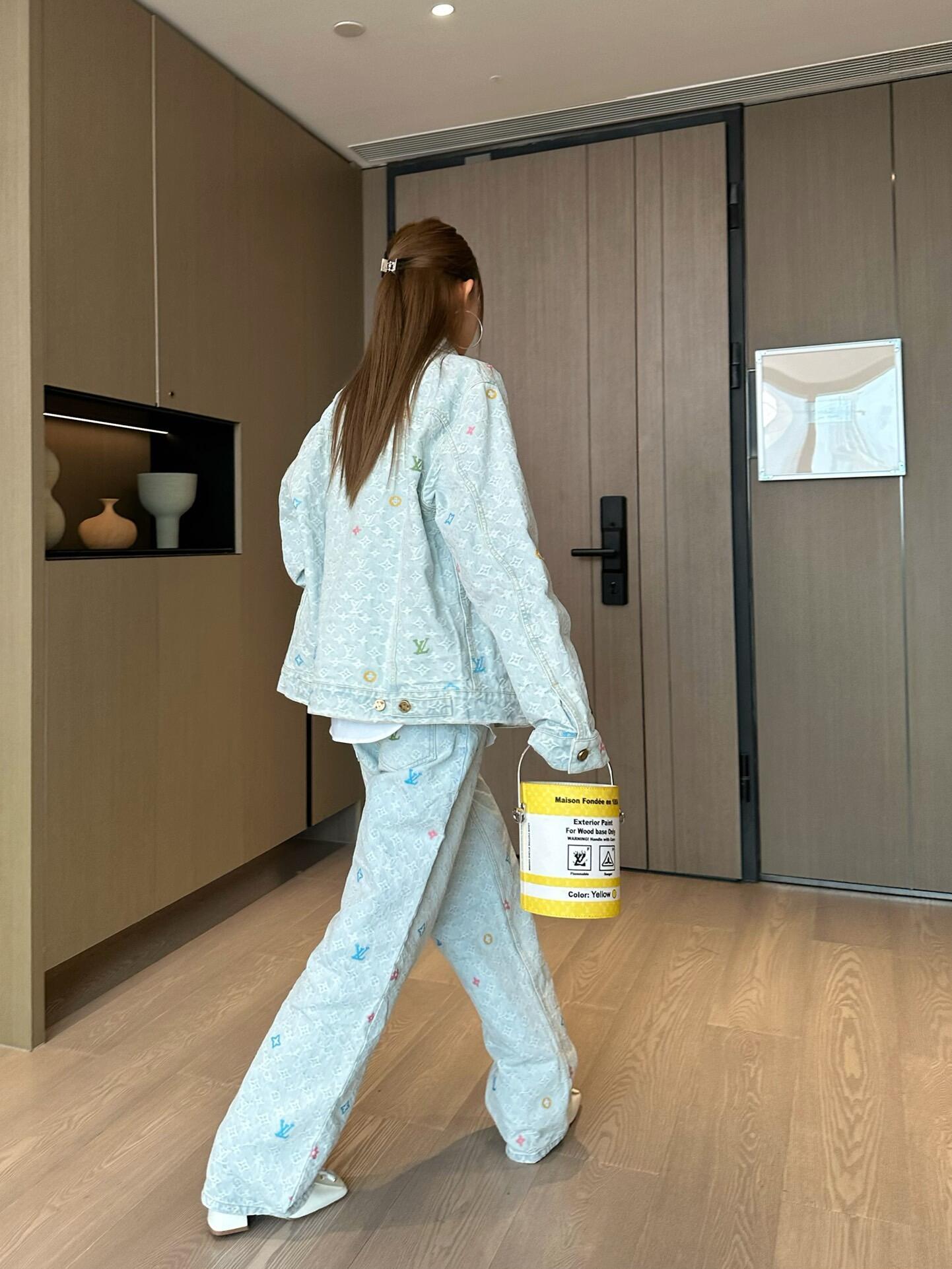 LOUIS VUITTON 糖果刺繡提花牛仔褲